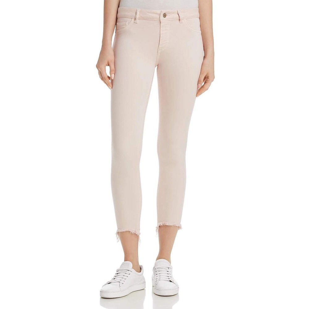 DL1961 Florence Instasculpt Cropped Skinny Jeans Blush Pink Raw Hem 27 Denim